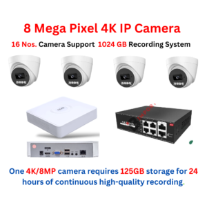 4 K IP CCTV Camera Full Kit with 4 Outdoor night Color Vison Human , Face ,Vehicle Detection Camera-DP