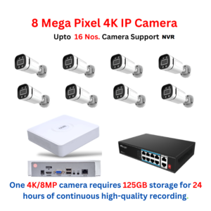 4 K IP CCTV Camera Full Kit with 16 Ch.NVR , 8 Outdoor night Color Vison Human , Face ,Vehicle Detection Camera (DP)